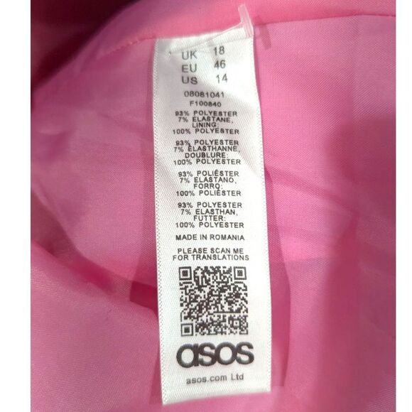 ASOS Womens 14 Pink Check Plaid Double Breasted Blazer NWOT - Picture 8 of 8